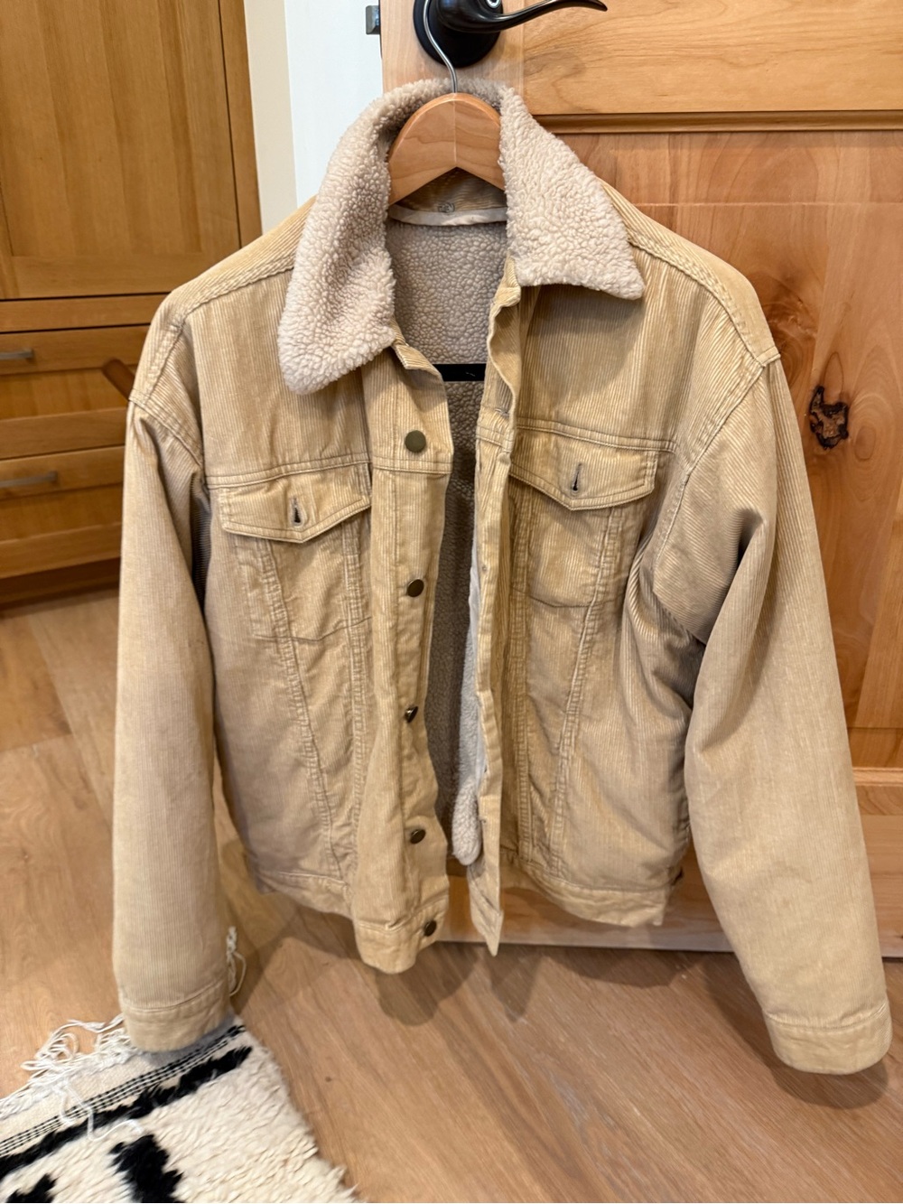 Tan Corduroy Sherpa-Lined Jacket